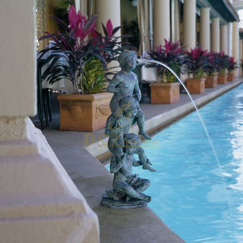 Outdoor bronze large fountain sculpture with figure statues