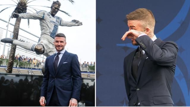David beckham statue la galaxy prank