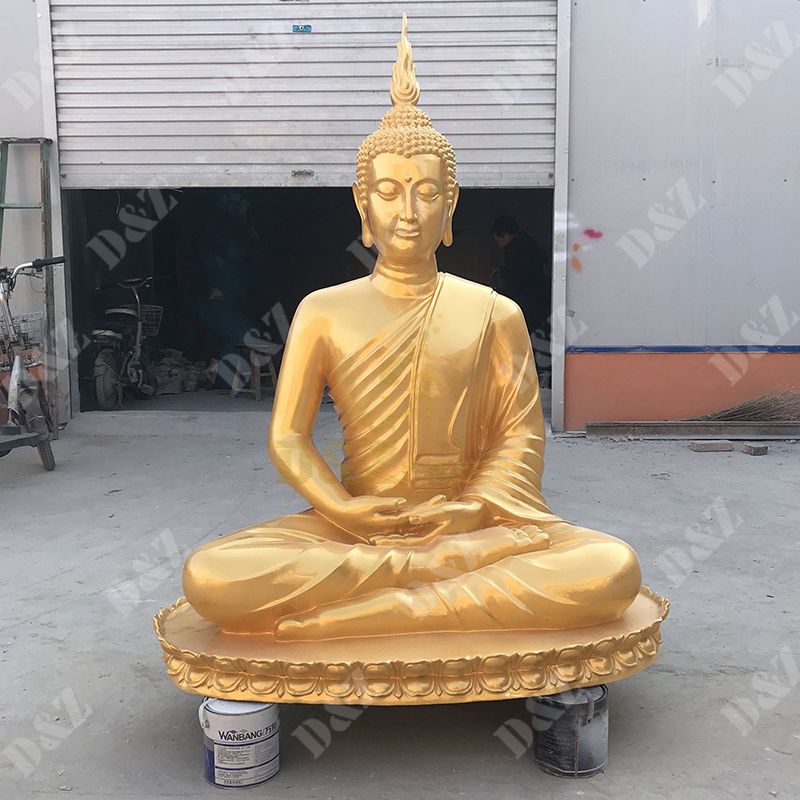 Exquisite Fiberglass Golden Buddha Statue For Garden Decor