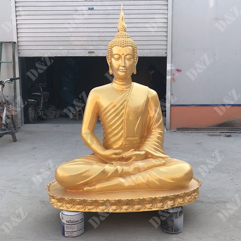 Exquisite Fiberglass Golden Buddha Statue For Garden Decor