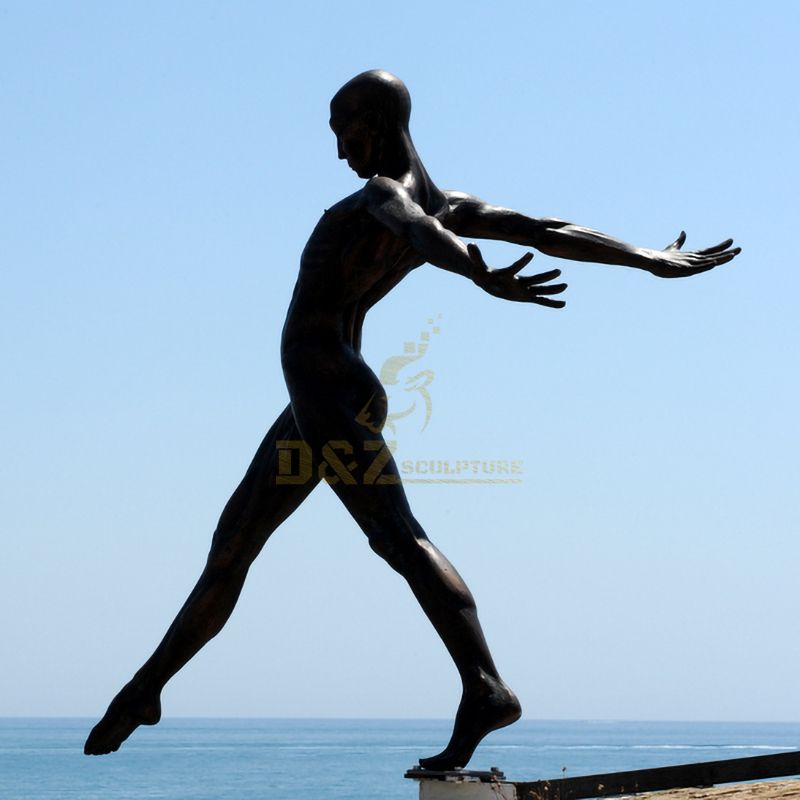 Cast Figure Nude Bronze Diver Sculpture For Sale