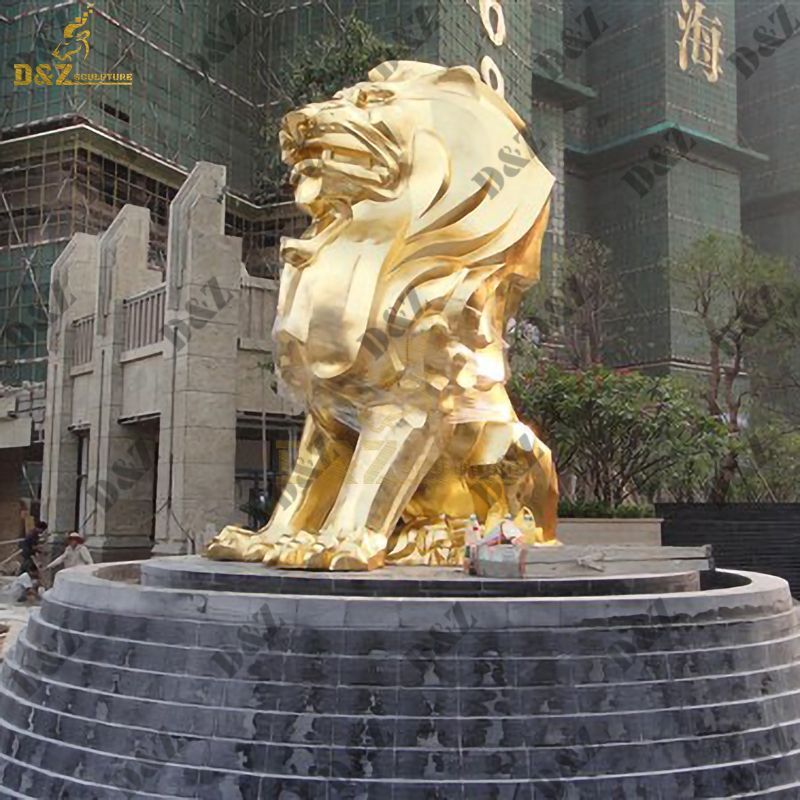 large gold lion statue for sale