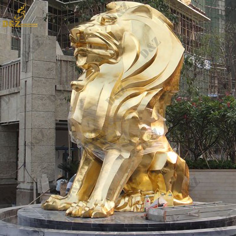 life size gold lion statue