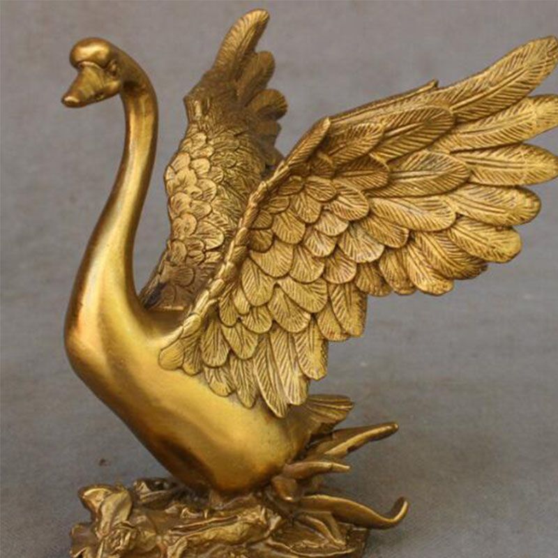 Bronzeplastik Figur Skulptur Schwan im Anflug  Bronze sculpture swan in flight 