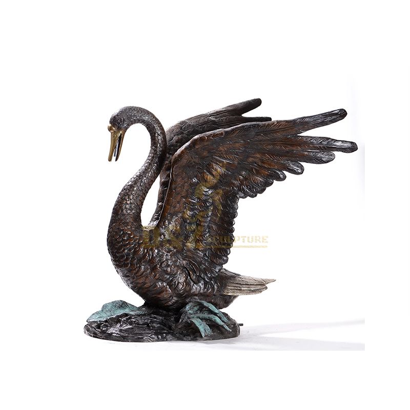 Spreading Wings Garden Bronze Swan Sculpture For Sale