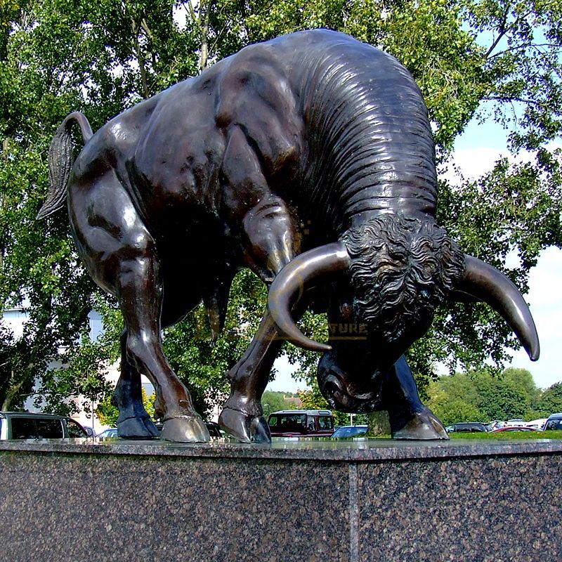 Antique cast life size bronze bull sculpture