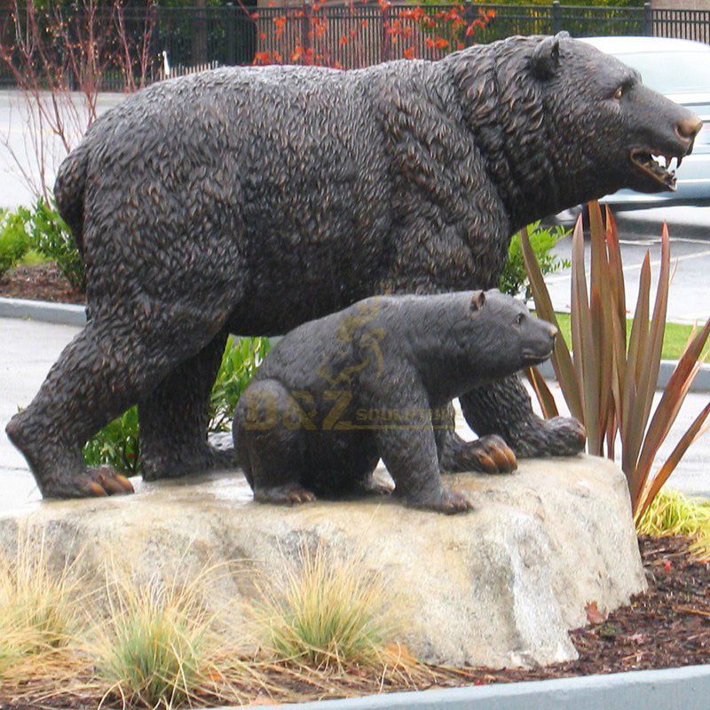 Life Size Bronze Black Bear Sculpture For Sale