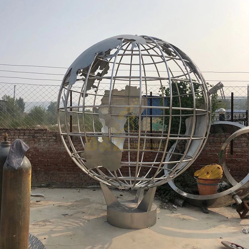 Metal globe sculpture for sale