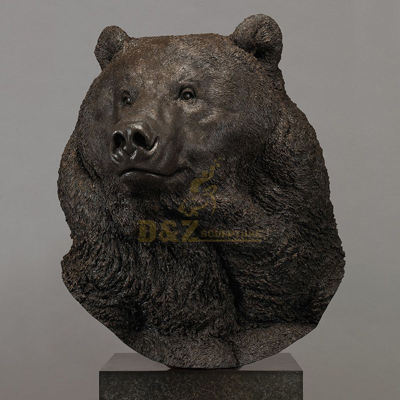 Indoor custom bronze bear head sculpture for home decoration