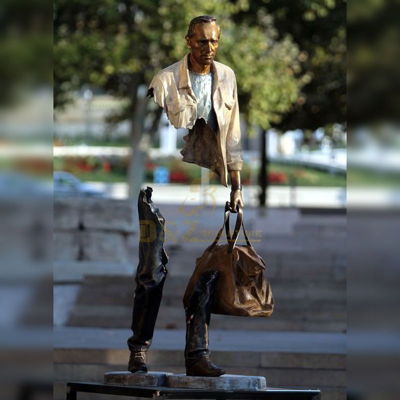 High quality bronze walking man traveler abstract sculpture