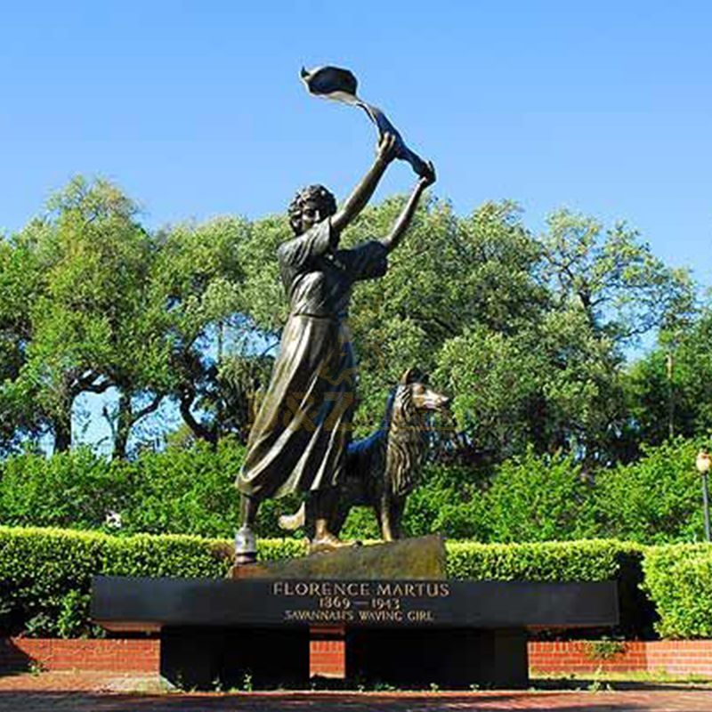 Outdoor large waving girl  statue for sale