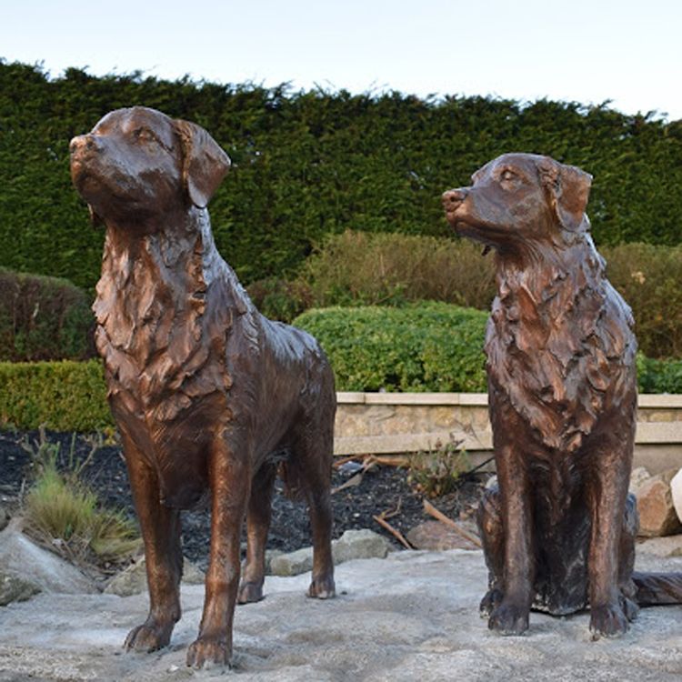 Exquisite bronze golden retriever dog statue art decoration for sale