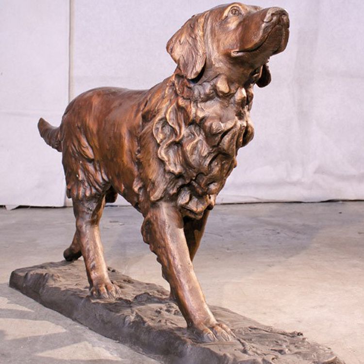 golden retriever lawn statues