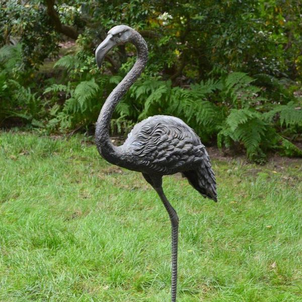 metal flamingo statue