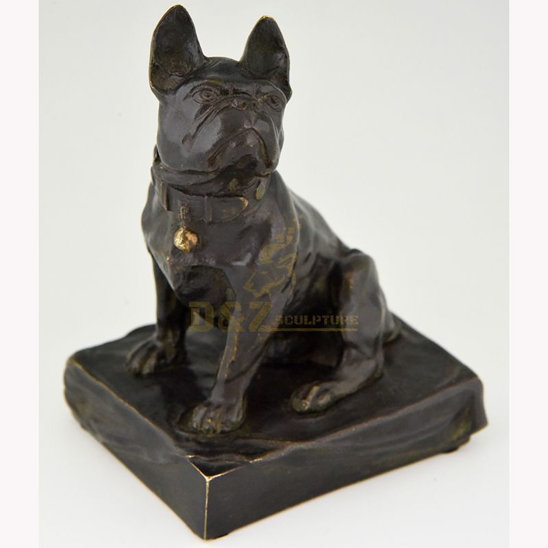 bronze french bulldog statue
