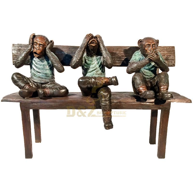 Famous Animal statue life size bronze Three wise monkeys statue