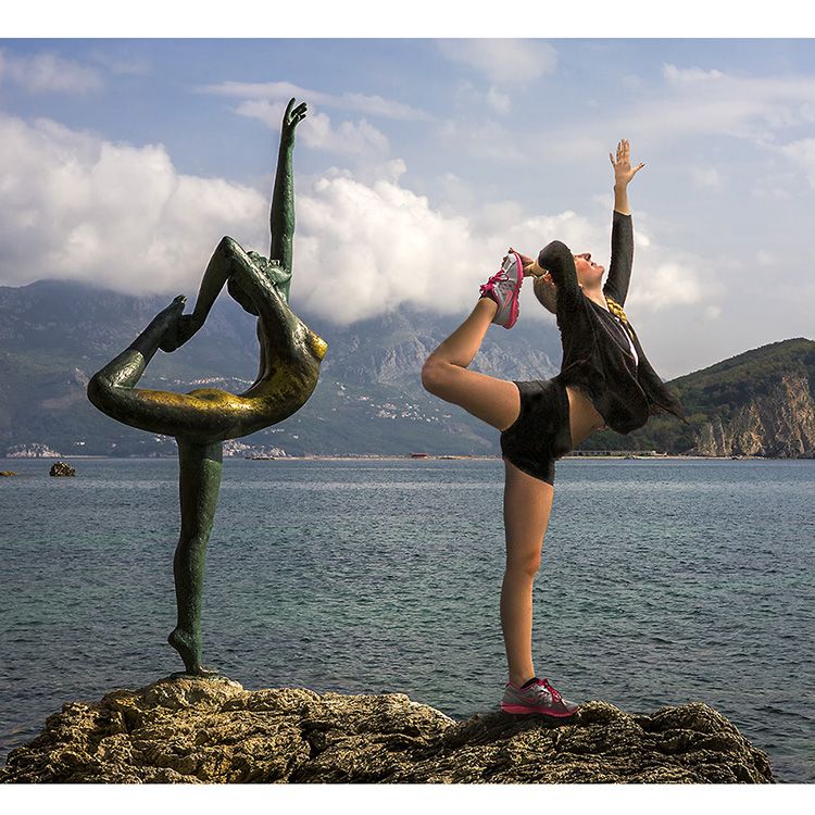 Popular bronze yoga elegant lady sculpture