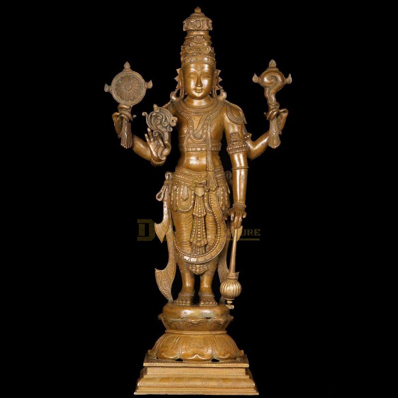 gold statue of lord vishnu