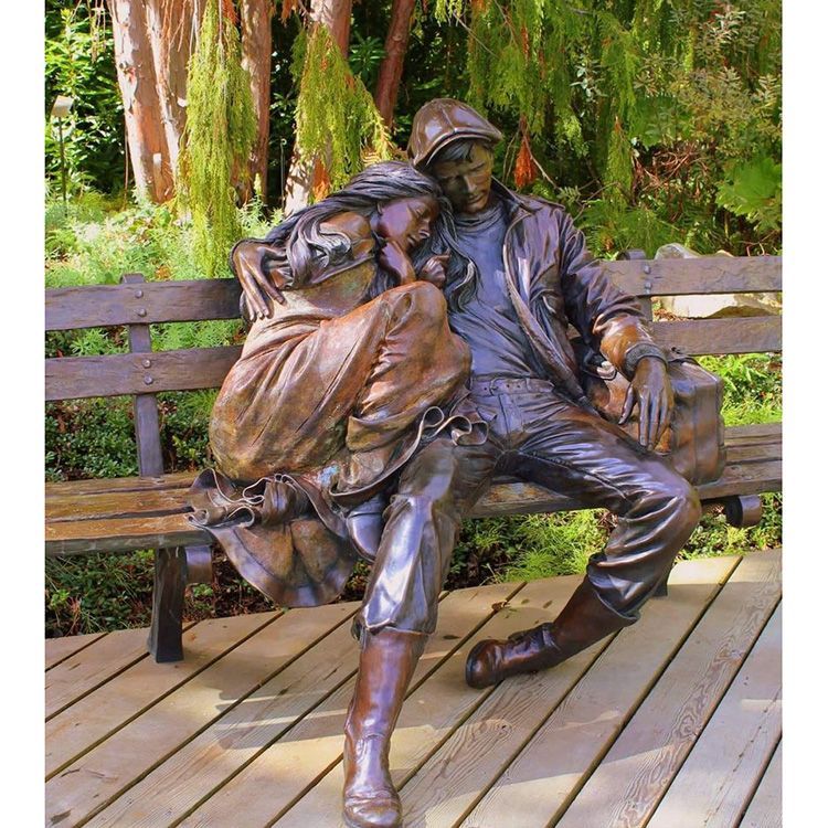 Famous sculptor lundeen park bench bronze couple sculpture