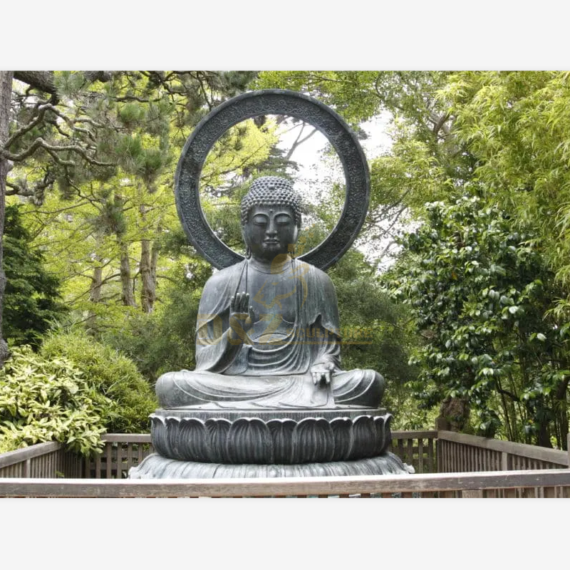 The famous bronze Buddha statue in the Japanese tea garden