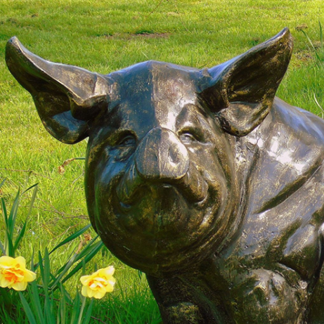 bronze pig statue