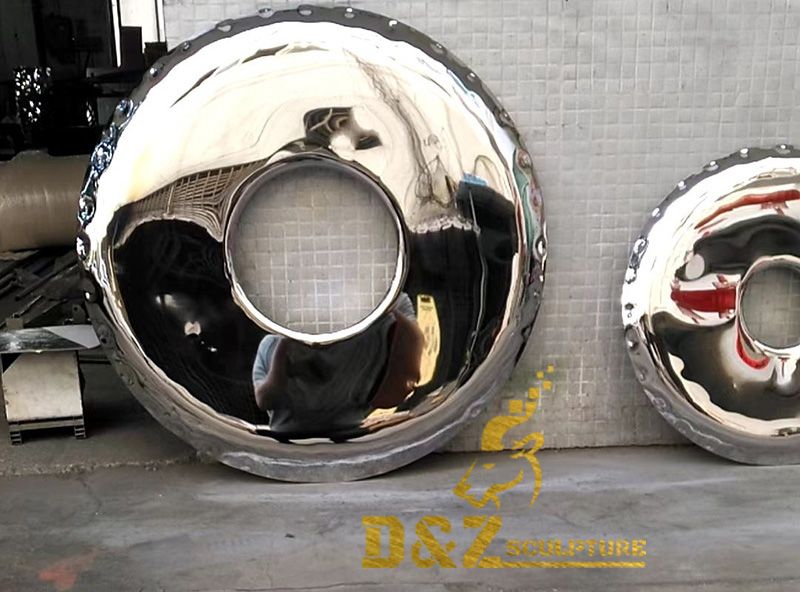 High quality stainless steel mirror wall art decoration ring sculpture