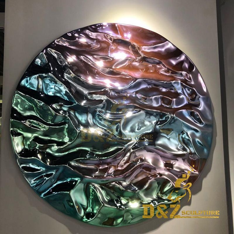 Color plated water wave modern metal decoration wall disc stainless steel decoration