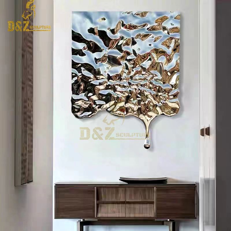 Stainless steel wall decoration irregular polygonal water ripple wall art decoration