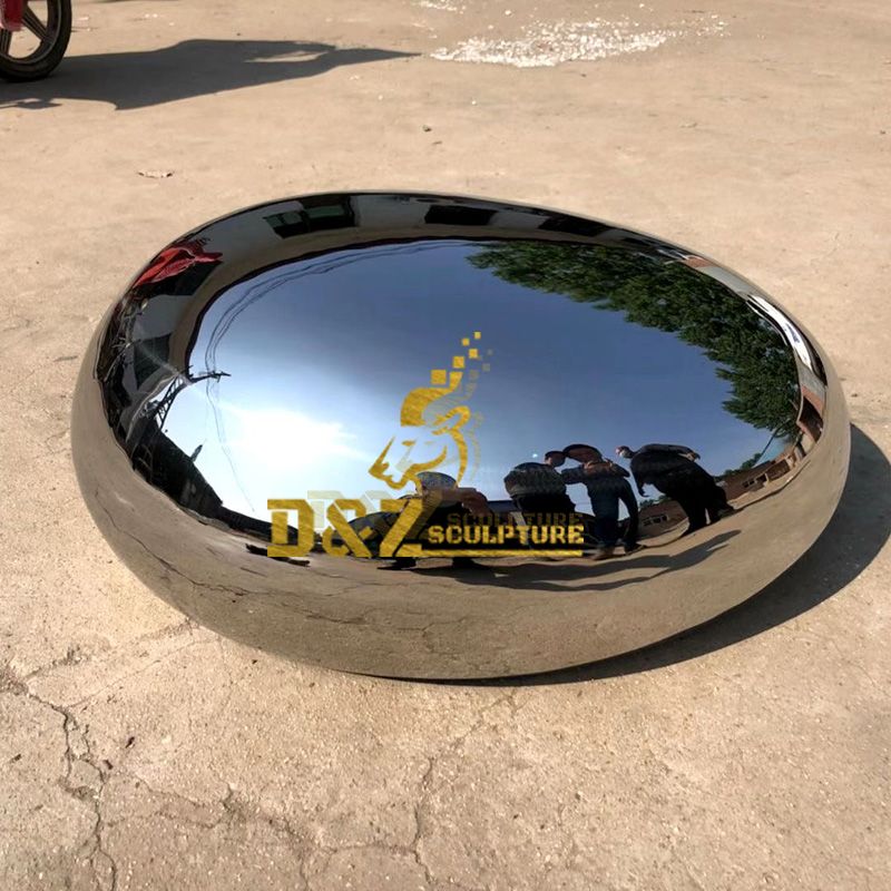 Garden Decor Stainless Steel Outdoor Mirror Polished Modern Rock Sculpture For Sale