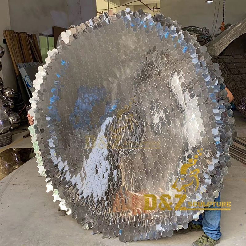 Factory wholesale high quality metal wall decoration mirror disc sculpture