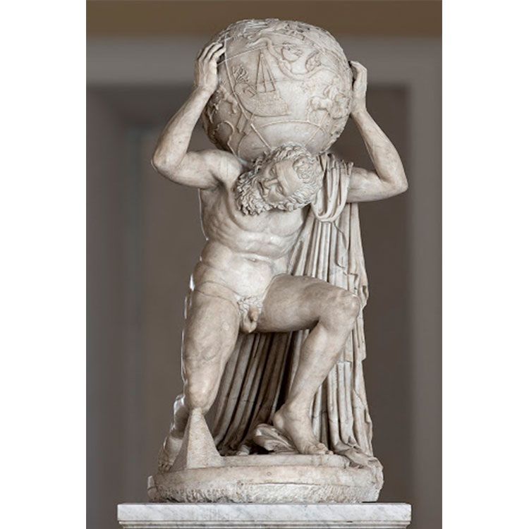 Statue of greece god atlas holding the earth or world