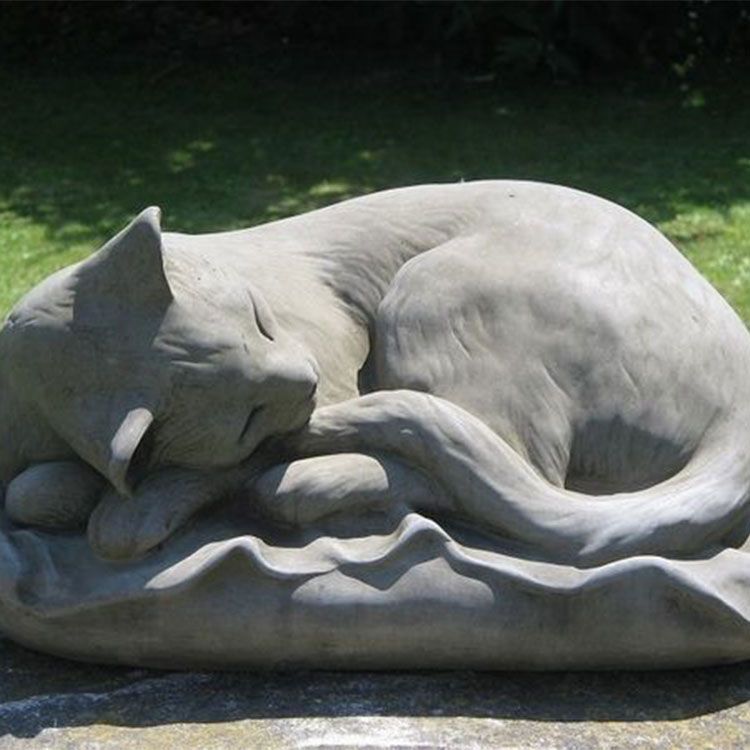 outdoor stone sleeping cat statue for the garden