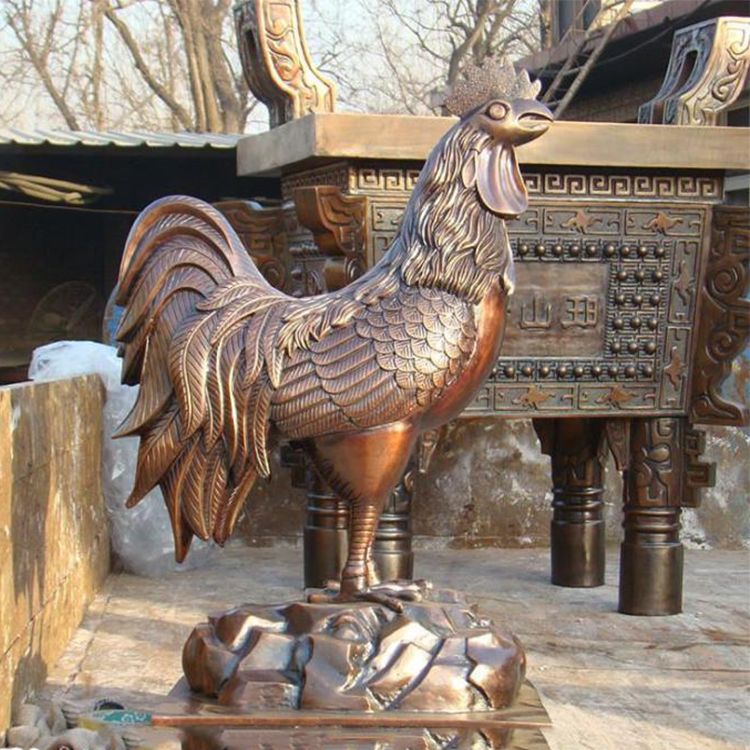 large metal chicken statue