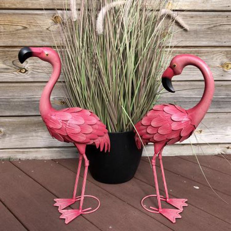 large metal pink garden flamingo yard art  statue