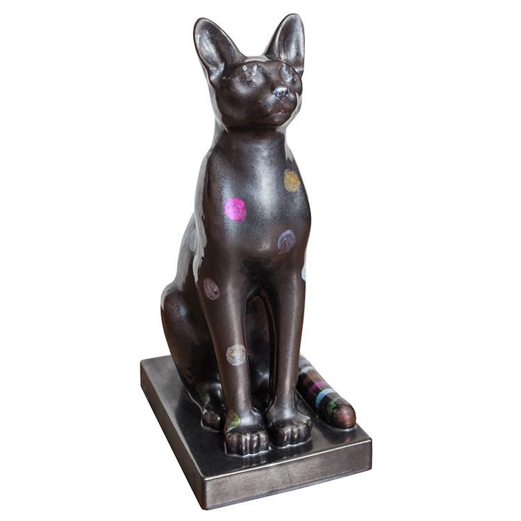 Black metal cat yard art statue for garden