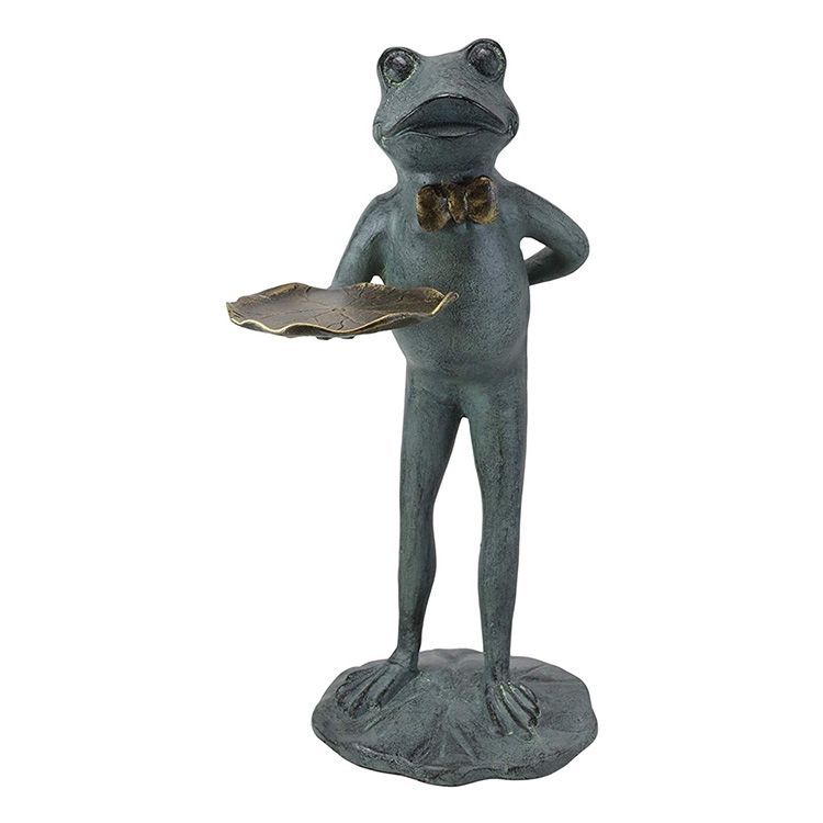 Frog butler statue with tray