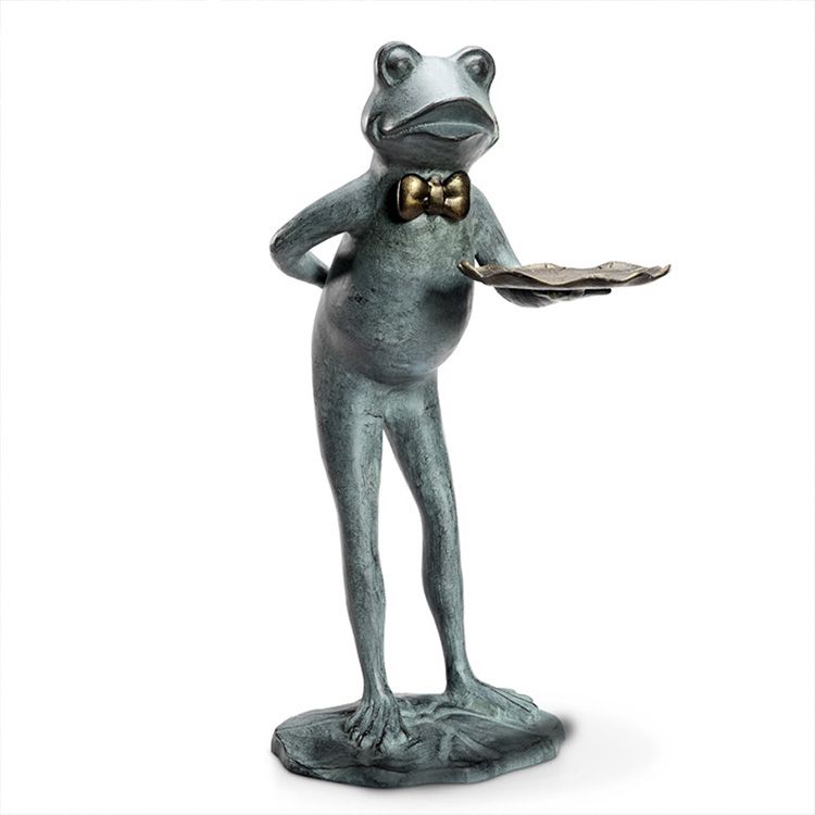 Frog butler statue with tray