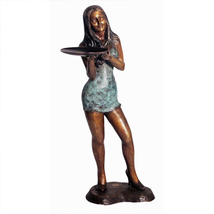 life size lady statue holding tray for sale