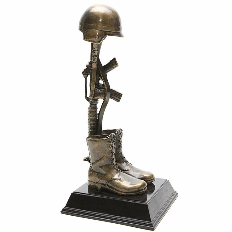 Soldier Kneeling At Cross Statue