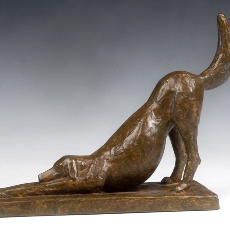 bronze yoga dog statue