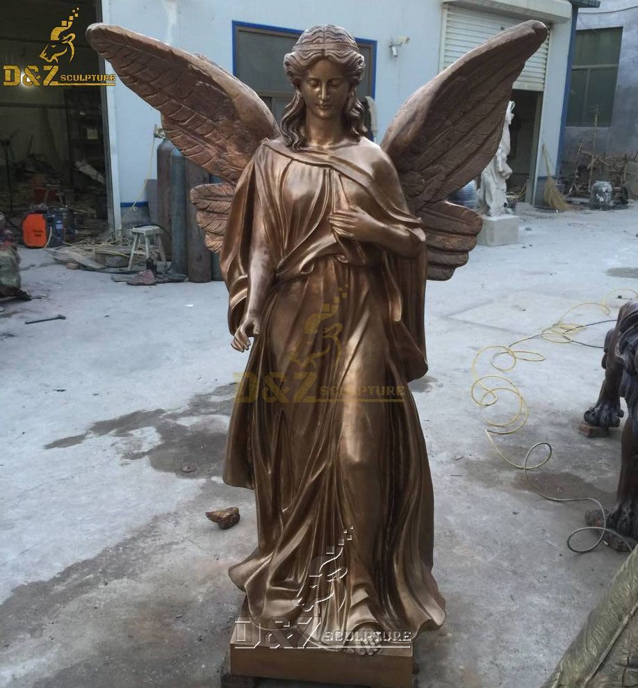 Bronze female guardian angel outdoor garden statue