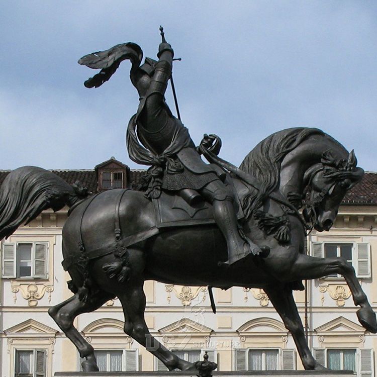 knight on horseback garden statue