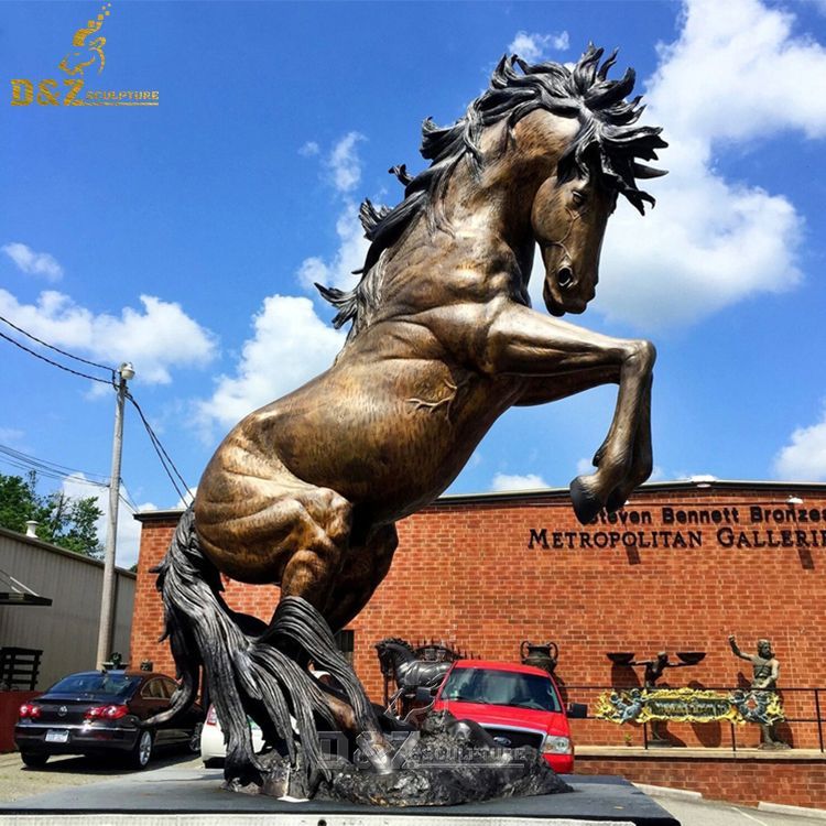 large bronze horse rearing up garden statue for sale