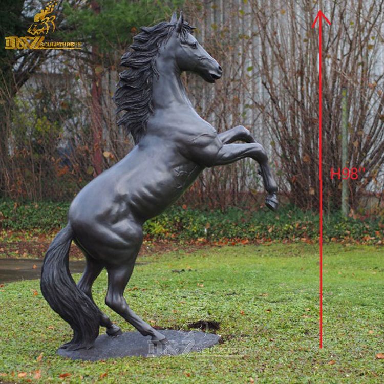 large black bronze standing horse garden statue for sale