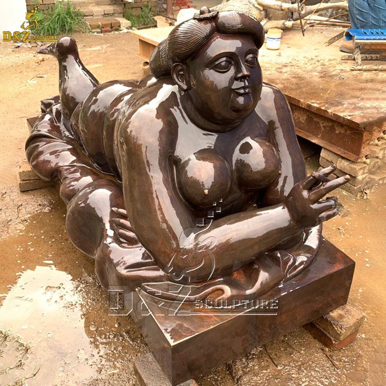 Smoking fat lady statue