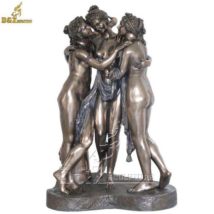 large three graces bronze garden statue for sale