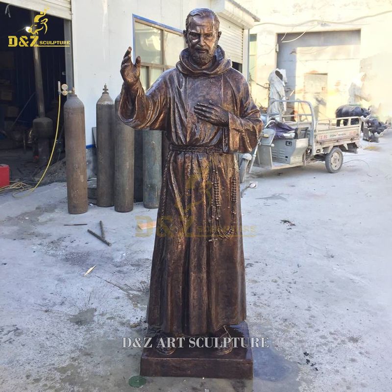 Large Padre Pio outdoor garden statue for sale