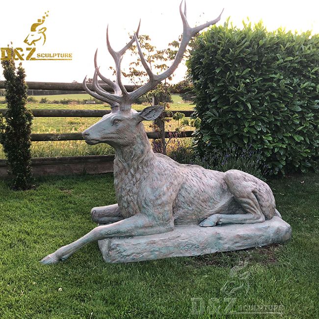 bronze large metal stag statue garden