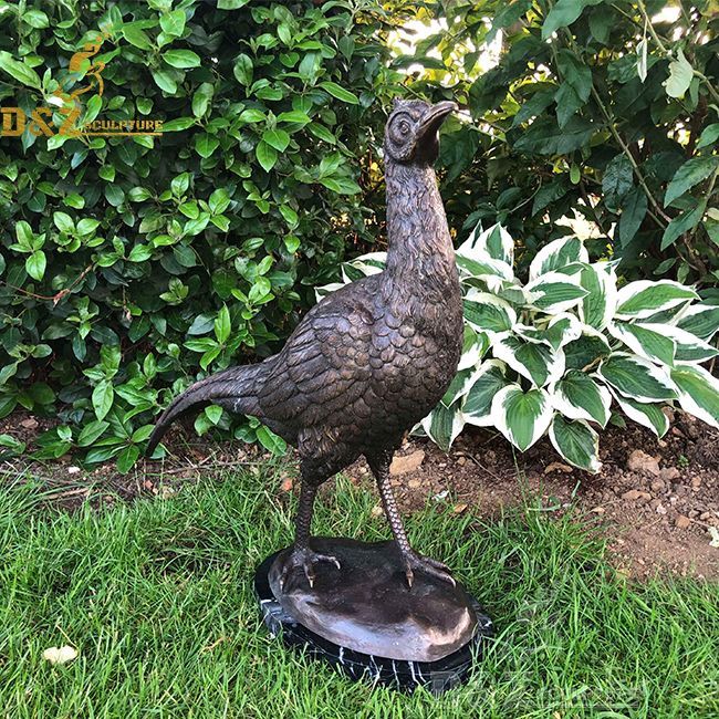bronze pheasant garden sculpture