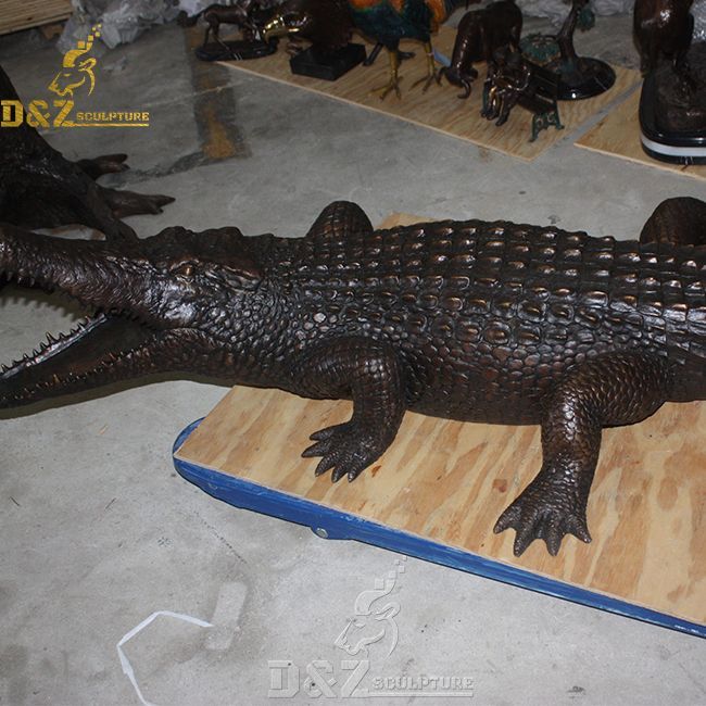 life size bronze alligator sculpture for sale